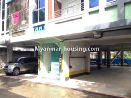 Myanmar real estate - for rent property - No.4831 - Large apartment for office option for rent, 7 Mile, Mayangone! - car parking view