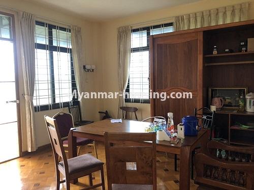 Myanmar real estate - for rent property - No.4843 - 2 Storey landed house with 7 BRK for rent in North Dagon! - dining area and kitchen view