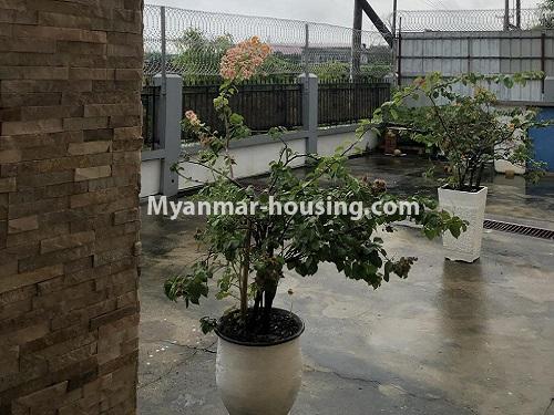 Myanmar real estate - for rent property - No.4843 - 2 Storey landed house with 7 BRK for rent in North Dagon! - concreted compound view