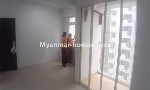 缅甸房地产 - 出租物件 - No.4857 - Two bedroom Ayar Chan Thar condominium room for rent in Dagon Seikkan! - another view of living room area