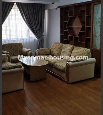 Myanmar real estate - for rent property - No.4859 - 3 BHK University Yeik Mon Condominium room for rent near Myanmar Plaza! - living room view