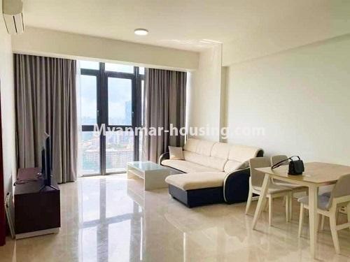 ミャンマー不動産 - 賃貸物件 - No.4862 - Crystal Residence 2BHK room for rent, Sanchaung! - living room view