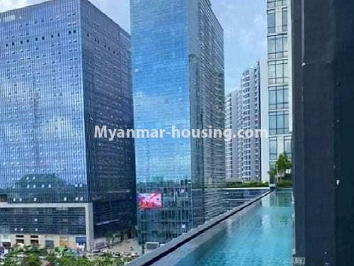 Myanmar real estate - for rent property - No.4862 - Crystal Residence 2BHK room for rent, Sanchaung! - swimming pool view