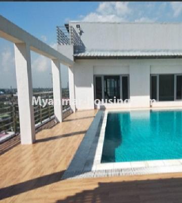 Myanmar real estate - for rent property - No.4863 - Yankin Sky View Condominium room for rent! - swimming pool view