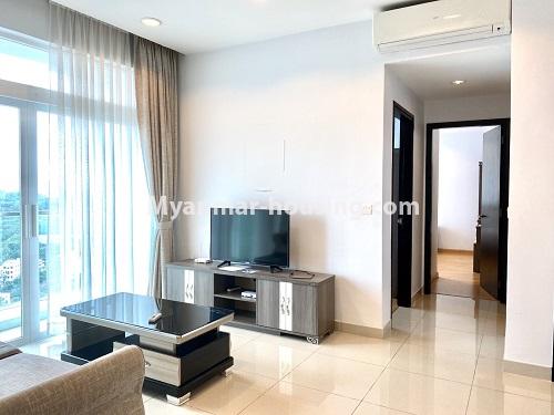 Myanmar real estate - for rent property - No.4864 - G.E.M.S 2BHK Condominium room for rent, Hlaing! - living room view