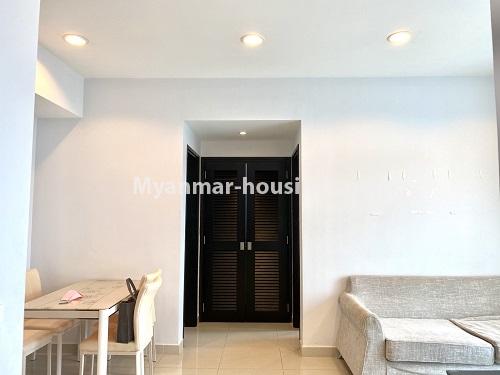 Myanmar real estate - for rent property - No.4864 - G.E.M.S 2BHK Condominium room for rent, Hlaing! - dining area in living room