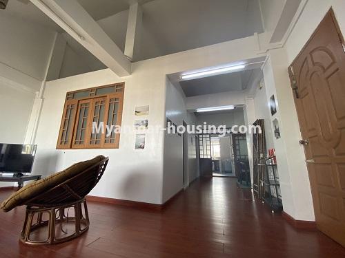 Myanmar real estate - for rent property - No.4876 - 3 BHK condominium room for rent in the heart of Yangon! - hallway view