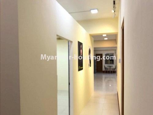Myanmar real estate - for rent property - No.4880 - Large Condominium room for any option near Hledan Junction. - corridor view