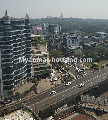 缅甸房地产 - 出租物件 - No.4895 - Furnished New Condominium Room in KBZ Tower for rent in Sanchaung! - city view from balcony