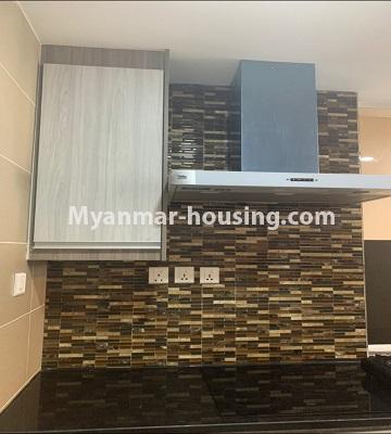 Myanmar real estate - for rent property - No.4895 - Furnished New Condominium Room in KBZ Tower for rent in Sanchaung! - kitchen view