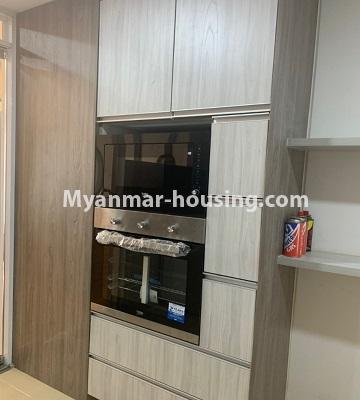 Myanmar real estate - for rent property - No.4895 - Furnished New Condominium Room in KBZ Tower for rent in Sanchaung! - another view of kitchen