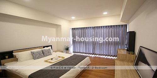မြန်မာအိမ်ခြံမြေ - ငှားရန် property - No.4902 - ရန်ကင်း စပေ့(စ်)ကွန်ဒိုတွင် အိပ်ခန်းနှစ်ခန်းနှင့် ပရိဘောဂပါသော အခန်းငှားရန် ရှိသည်။bedroom view