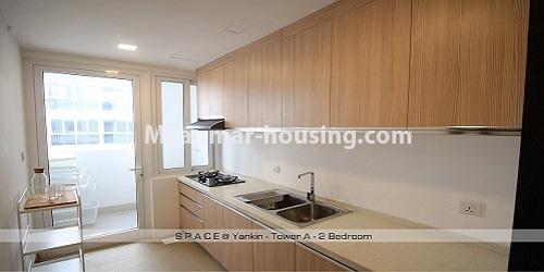 ミャンマー不動産 - 賃貸物件 - No.4902 - Furnished 2BHK Space Condominium Room for rent in Yankin! - kitchen view