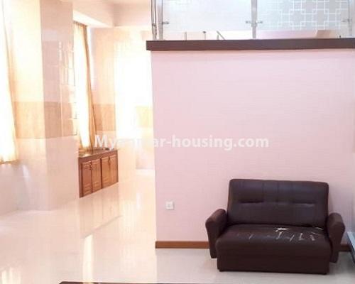 ミャンマー不動産 - 賃貸物件 - No.4909 - Two Bedroom Classic Strand Condominium Room with Half Attic for Rent in Yangon Downtown! - living room view