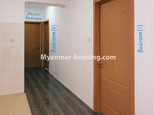 Myanmar real estate - for rent property - No.4910 - 3BHK Ayar Chan Thar Condominium Room for rent in Dagon Seikkan! - hallway view