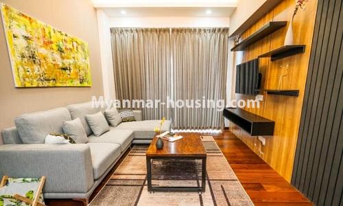 Myanmar real estate - for rent property - No.4914 - Nice 2BHK The Central Condominium Room for Rent! - living room view