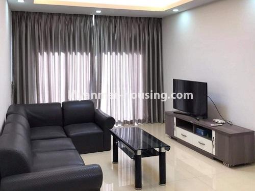 မြန်မာအိမ်ခြံမြေ - ငှားရန် property - No.4916 - ပရိဘောဂပါပြီး Star City အေဇုန်ခန်း ငှားရန်ရှိသည်။living room view