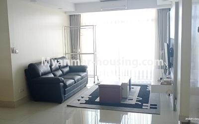 မြန်မာအိမ်ခြံမြေ - ငှားရန် property - No.4918 - အေဇုန် အိပ်ခန်းနှစ်ခန်းပါသော Star City ခန်း ငှားရန်ရှိသည်။ - living room view