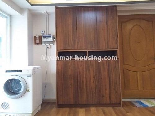 Myanmar real estate - for rent property - No.4920 - Neat and Tidy Mini Condominium Room for a couple or single near Myaynigone City Mart! - laundry area