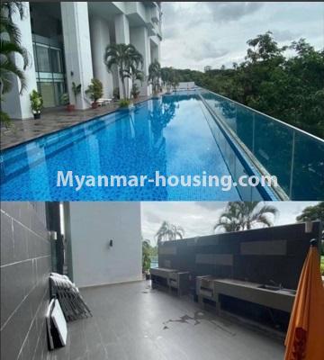 Myanmar real estate - for rent property - No.4926 - Luxurious Kantharyar Residence Condominium Room for Rent, near Kandawgyi Lake! - swimming pool view