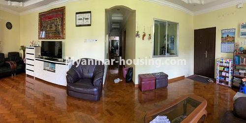 缅甸房地产 - 出租物件 - No.4935 - Three Bedroom Condo Room for Rent near Kandawgyi, Bahan Township. - living room