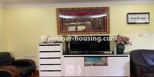 Myanmar real estate - for rent property - No.4935 - Three Bedroom Condo Room for Rent near Kandawgyi, Bahan Township. - another view of living room