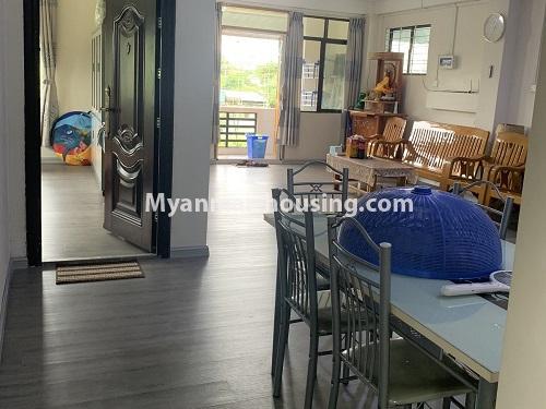 Myanmar real estate - for rent property - No.4940 - Three Bedroom Apartment for Rent in Pearl Mon Housing, 65 Ward, South Dagon! - livingroom and dining area