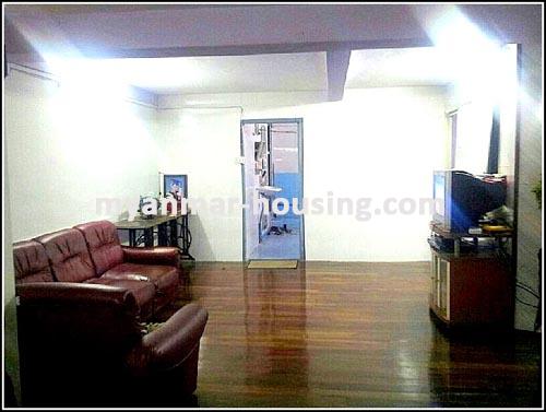 Myanmar real estate - for sale property - No.1846 - Apartment in Pazundaung with reasonable price. - View of the living room.