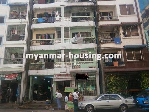 缅甸房地产 - 出售物件 - No.2415 -  An apartment for sale is available in Sanchaung Township. - Front view of the building.