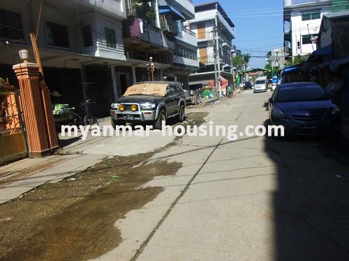 Myanmar real estate - for sale property - No.2498 - Apartment for sale in Mayangone Township. - View of the street.