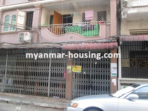 缅甸房地产 - 出售物件 - No.2520 - Hall type apartment for sale in Lanmadaw! - Front view of the building.