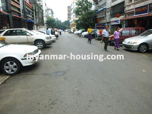 Myanmar real estate - for sale property - No.2749 - An apartment in one of the downtown area for sale! - View of the street.