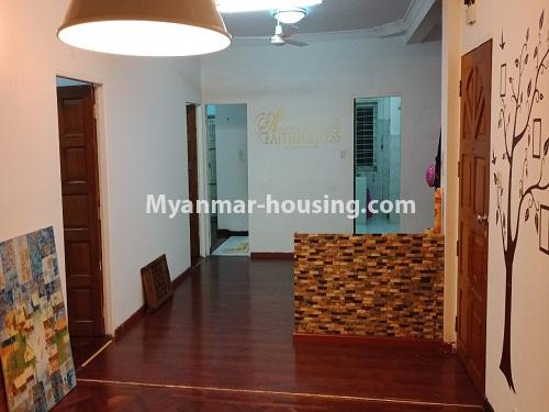 Myanmar real estate - for sale property - No.3161 - Two level apartment for sale in Kamaryut! - living room area