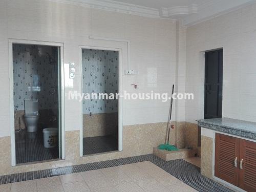 Myanmar real estate - for sale property - No.3210 - Penthouse for sale in Botahtaung! - kitchen area and compound toilet