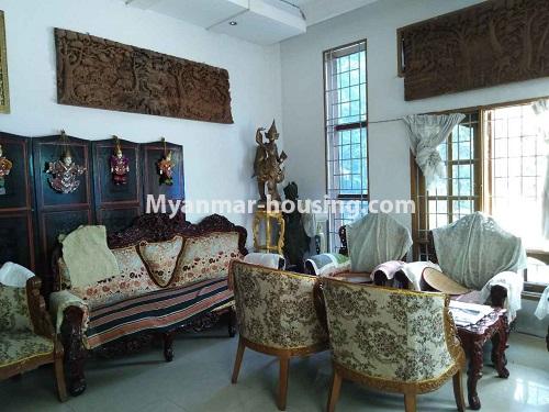Myanmar real estate - for sale property - No.3234 - Landed house in large compound for sale in Tarmway! - downstairs living room