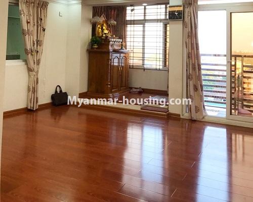 Myanmar real estate - for sale property - No.3265 - Condominium room for sale in Mayangone! - living room flooring view