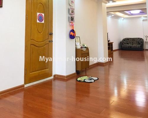 Myanmar real estate - for sale property - No.3265 - Condominium room for sale in Mayangone! - main door and living room 