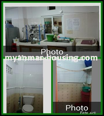 Myanmar real estate - for sale property - No.3298 - First floor apartment with decoration in Kan Street, Hlaing! - kitchen and bathroom and tilet view