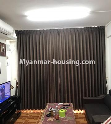 Myanmar real estate - for sale property - No.3338 - Two bedroom condominium room for sale in Botahtaung Time Square! - Living room view