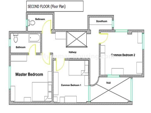 Myanmar real estate - for sale property - No.3366 - Hong Kong Type Apartment for sale in front of the Aung San Stadium, Mingalar Taung Nyunt! - second floor plan