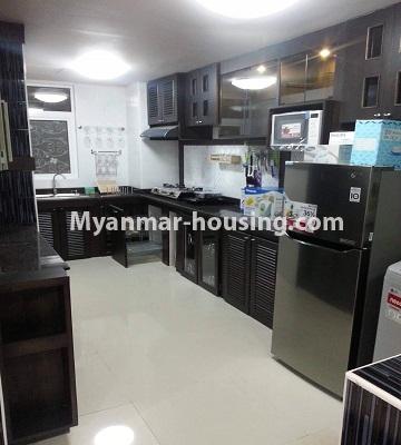 缅甸房地产 - 出售物件 - No.3390 - Decorated three bedroom Star City Condo room with furniture for sale in Thanlyin! - another view of kitchen 