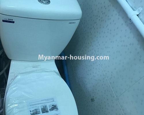 Myanmar real estate - for sale property - No.3393 - Well-decorated condominium room for sale in South Okkalapa! - master bedroom toilet view