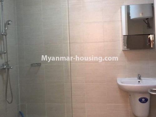 Myanmar real estate - for sale property - No.3412 - Decorated 2BHK Star City Condominium Room for sale in Thanlyin! - master bedroom bathroom view