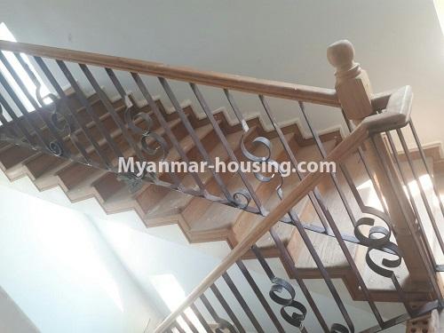 Myanmar real estate - for sale property - No.3433 - New four storey landed house for sale near The Embassy of Italy, Bahan! - stair view