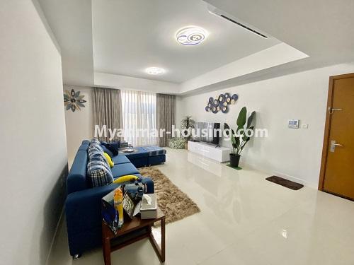 မြန်မာအိမ်ခြံမြေ - ရောင်းမည် property - No.3446 - Galaxy Tower  ရှိ  ပြင်ဆင်ပြီး မြေညီအခန်းတစ်ခန်း ရောင်းရန်ရှိသည်။  - another view of living room