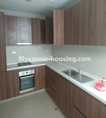 Myanmar real estate - for sale property - No.3457 - Kan Thar Yar Residential Condominium room for sale near Kan Daw Gyi Park! - kitchen view