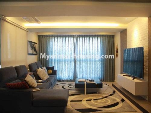 缅甸房地产 - 出售物件 - No.3460 - Luxurious  Serene condominium room for sale in South Okkalapa! - living room view