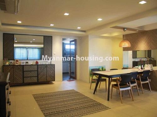 Myanmar real estate - for sale property - No.3460 - Luxurious  Serene condominium room for sale in South Okkalapa! - kitchen and dining area view