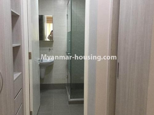 ミャンマー不動産 - 売り物件 - No.3463 - 2 BHK Star City Condominium room for sale in Thanlyin! - master bedroom bathroom view