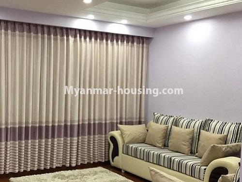 Myanmar real estate - for sale property - No.3467 - Finished and Decorated 2BHK Mahar Swe Condominium Room for sale in Hlaing! - living room view